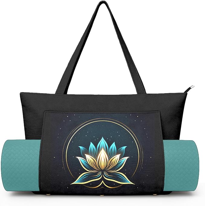 Yoga Bag for Women, Large Canvas Yoga Mat Tote Bag with Yoga Mat Carrier - Large Mat Pocket Fitness Tote for Pilates, Gym, Travel, Office & Beach