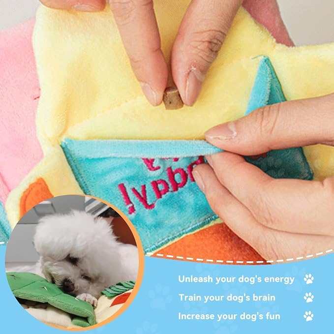 Dog Enrichment Toys, Interactive Sniff Mat Cute Slow Feeder Dog Snuffle Book Interactive Dog Toys Dog Feeding Mat Squeaky Snuffle Mat Puzzle Toys for Pet