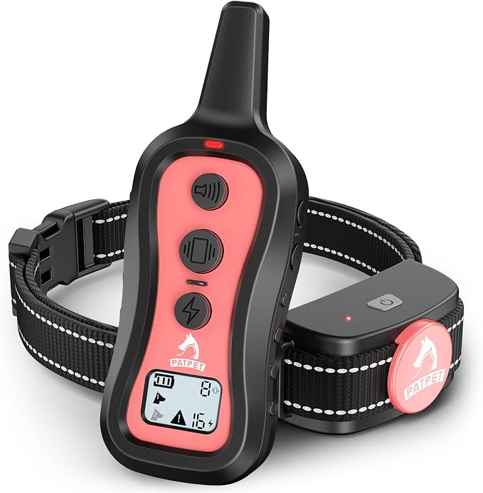 PATPET Dog Training Collar Shock Collar with Remote - 3 Training Modes, Beep, Vibration and Shock, Up to 1000 ft Remote Range, Rainproof for Small Medium Large Dogs | 1000Ft Waterproof Shock Collar for Dogs, 3 Training Modes(Beep,Vibration,Shock) for 1...