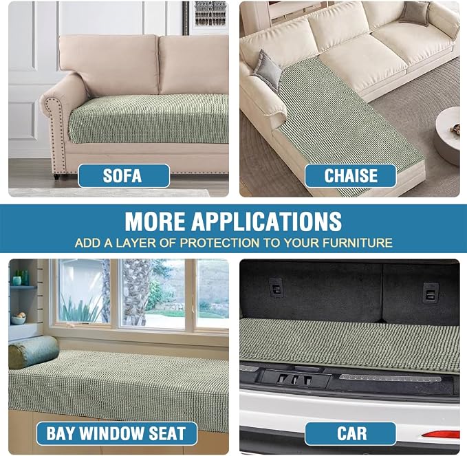 H.VERSAILTEX Plush Chenille Dog Bed Cover Thick Soft Sofa Cover for 3 Cushion Couch Anti Slip Couch Cover Furniture Protector for Dog, Pet, Cat (35" x 74", Sea Foam)