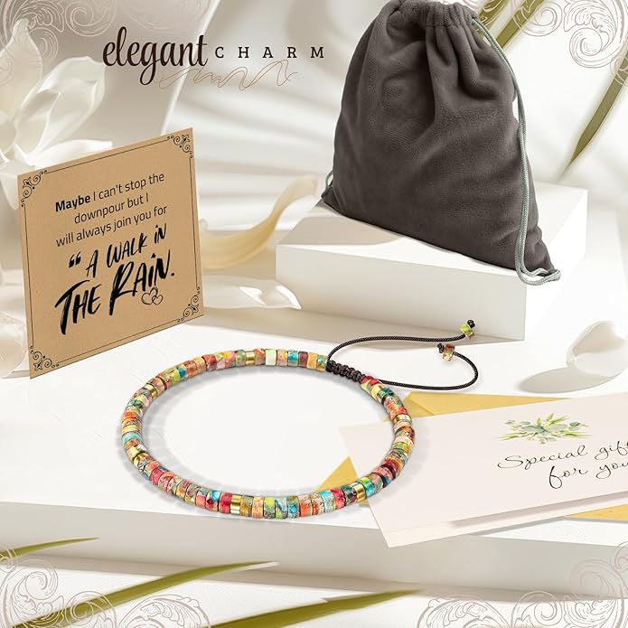 Inspirational Gifts Bracelets for Women: Valentines Mothers Day Birthday Gifts for Women Friends Sister Mom - Healing Natural Stone Beads Bracelets Thinking of you Get Well Soon Gift for Women