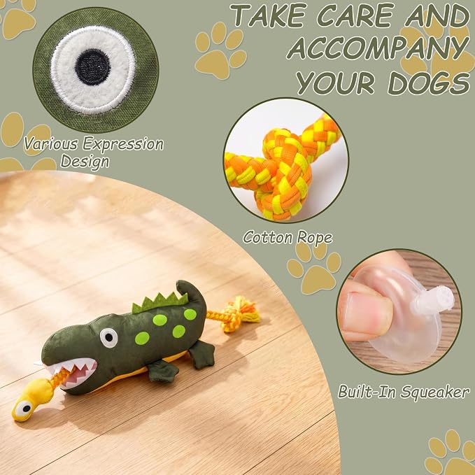 Durable Squeaky Plush Rope Dog Tug Toy for Large Aggressive Chewers
