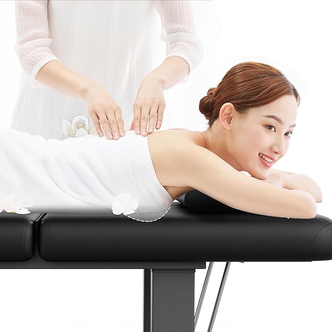Olela 31.5 Adjustable Massage Table - Stationary Massage Table with Adjustable Backrest & Large Storage Space, Treatment Tables with Metal Farme and Pu Leather for Spa, Massage, Tattoo and So On