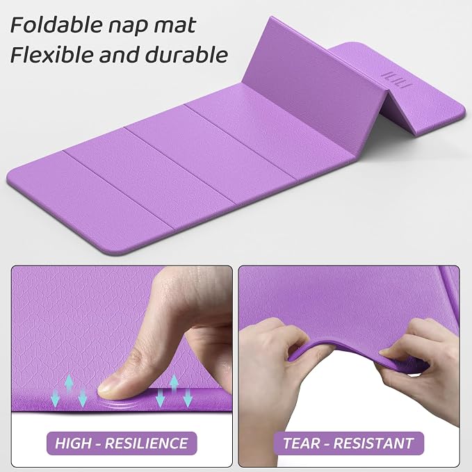 ILILI Foldable Yoga Mat 71 * 24 * 0.3'' - TPE Non-Slip Fitness Mat for Home，Waterproof & Lightweight (2lb) for Home Gym, Pilates & Stretching,Fitness Workouts