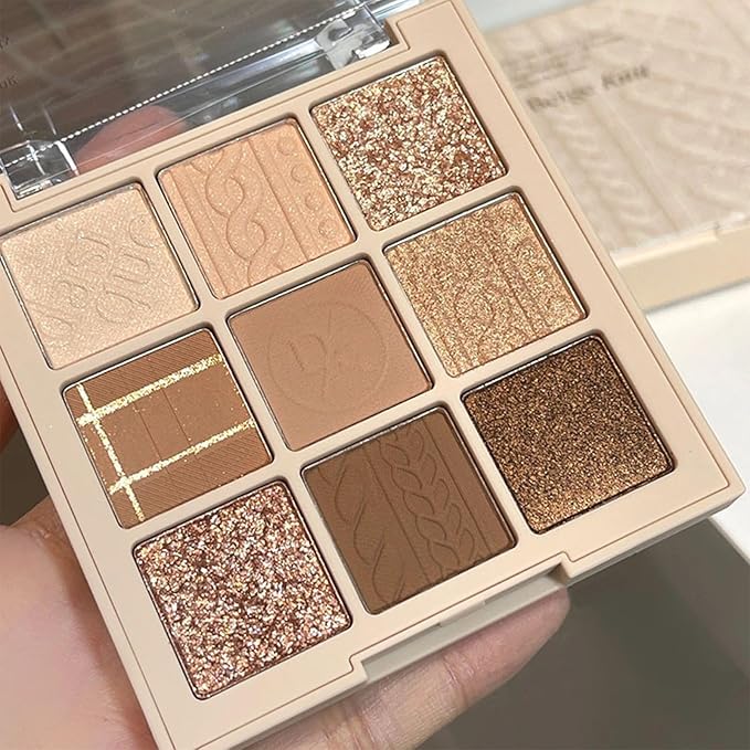 Nude Gold Eyeshadow Palette, Matte Shimmer Glitter Eye Shadow Makeup Palettes, Naked Neutral Brown Eyeshadow Makeup Pallet, Highly Pigmented Long Lasting Waterproof Blendable
