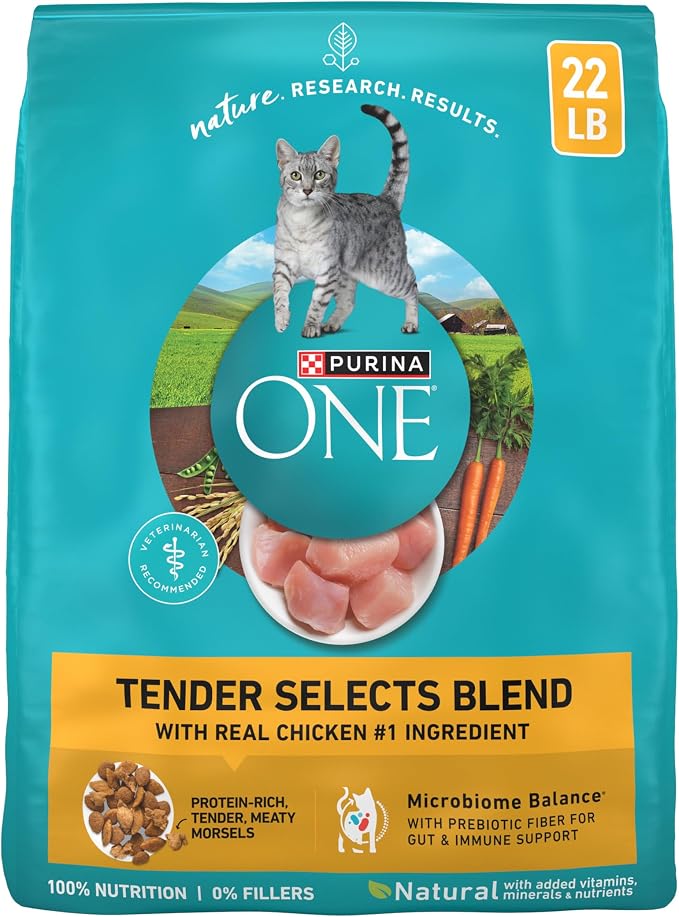 Purina ONE Natural Dry Cat Food, Tender Selects Blend With Real Chicken - 22 lb. Bag