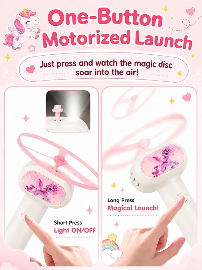 2PCS Outside Toys for Kids & Pets Electric Disc Launcher 6 Flying Spinners
