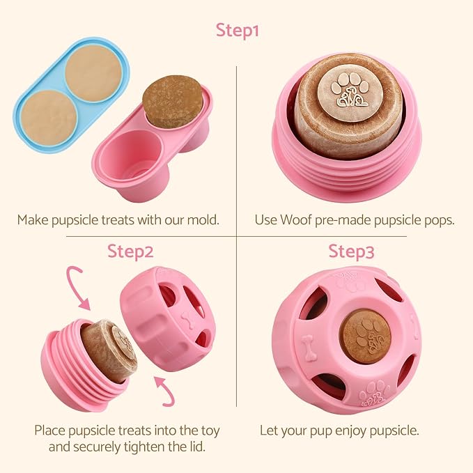 Party Popsicle and Treat Tray, Silicone Long-Lasting Interactive Dog Toys, Frozen Treat Dispensing, Keep Your Pup Busy, Compatible with Woof Pupsicle Chicken Refill Pops, for Dogs 24-70 lbs
