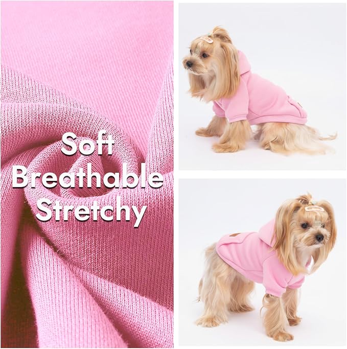 2 Pack Dog Hoodie Warm Hood Dog Sweater Cold Weather Small Dogs Sweatshirt Comfort Pet Clothes for Small Medium Dogs with Pockets Cats Chihuahua Clothes for Male Female Girl Boy Sporty Daily Wear