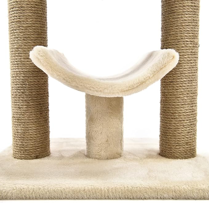 Amazon Basics Multi-Platform Cat Tree with Scratching Post for Indoor Cats up to 25lbs, 18 x 14 x 22 Inches, Beige