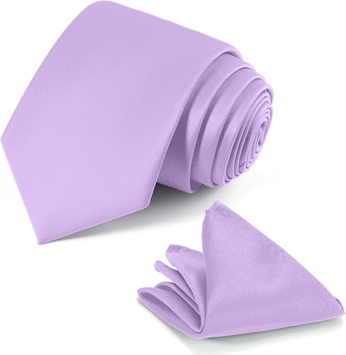 Black Tie Set in Gift Box Mens Solid Color 3.15" (8CM) Black Necktie and Pocket Square Set