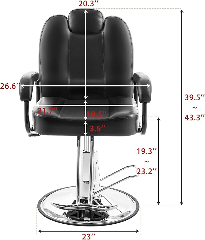 Merax Hydraulic Recliner Barber Chair for Hair Salon with 20% Extra Wider Seat & Heavy Duty Hydraulic Pump, Upgraded Salon Beauty Equipment