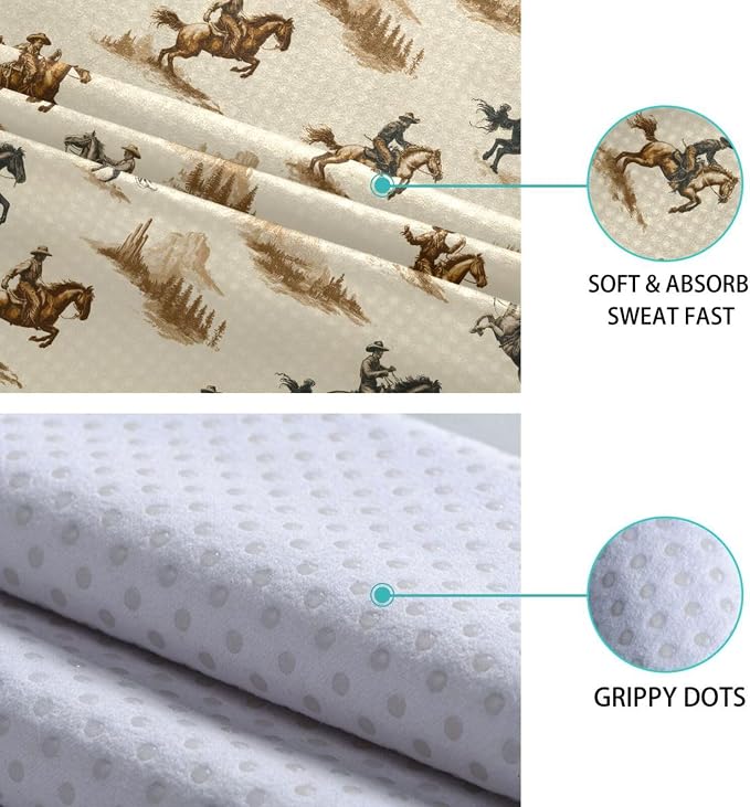 Cowboy Yoga Mat Towel 73 x 27 Inch Non Slip Soft Sweat Absorbent Hot Yoga Mat Towel for Pilates and Workout