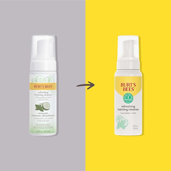 Burt's Bees Refreshing Foaming Face Cleanser and Face Wash with Cucumber and Mint, 4.8 Fluid