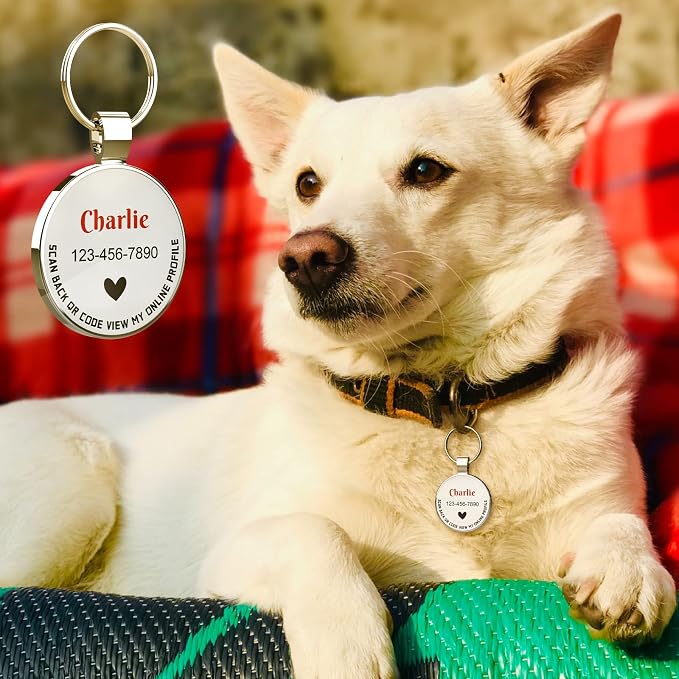 MYLUCKYTAG Personalized QR Code Pet ID | Dog & Cat Collar Tag | Online Profile with Instant Scanned Location Alert Email
