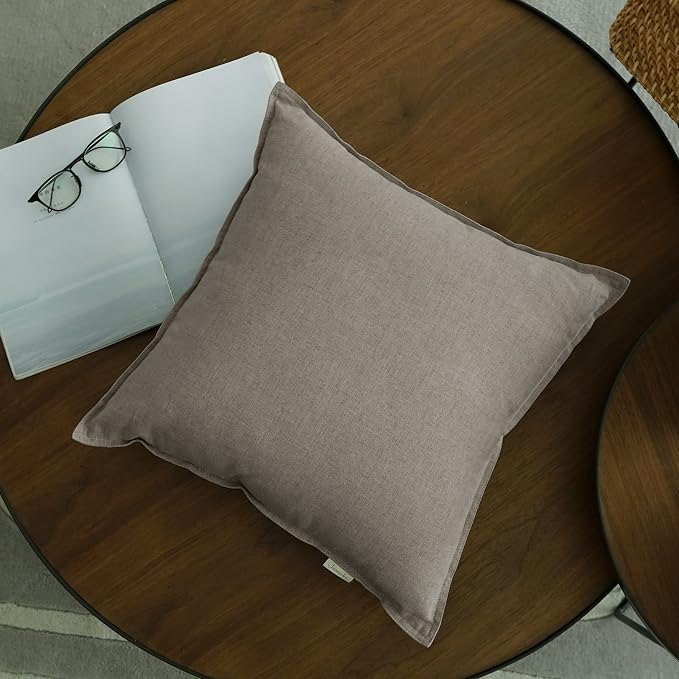 Jeanerlor Decorative Cotton Linen Couch 26"x26" Throw Pillow Case for Sofa Durable Classy, Comfortable Cushion Cover (65 x 65cm), Gray