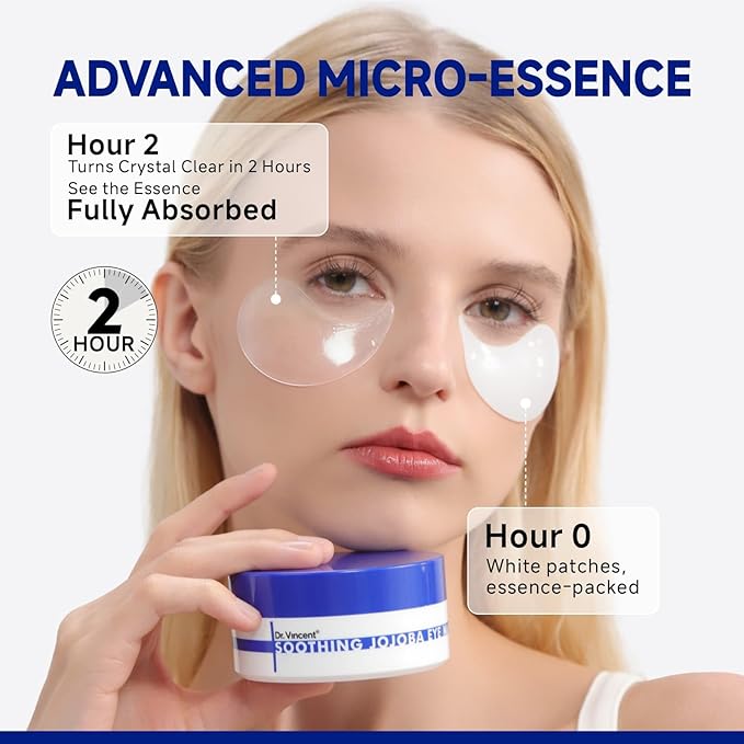 Peptide Jojoba Under Eye Patches, Collagen Eye Mask Instant Reduces Dark Circles and Puffiness, 60 Firming Undereye Hydrating & Cooling for Bags Treatment, Wrinkles, Vegan, No Fragrance