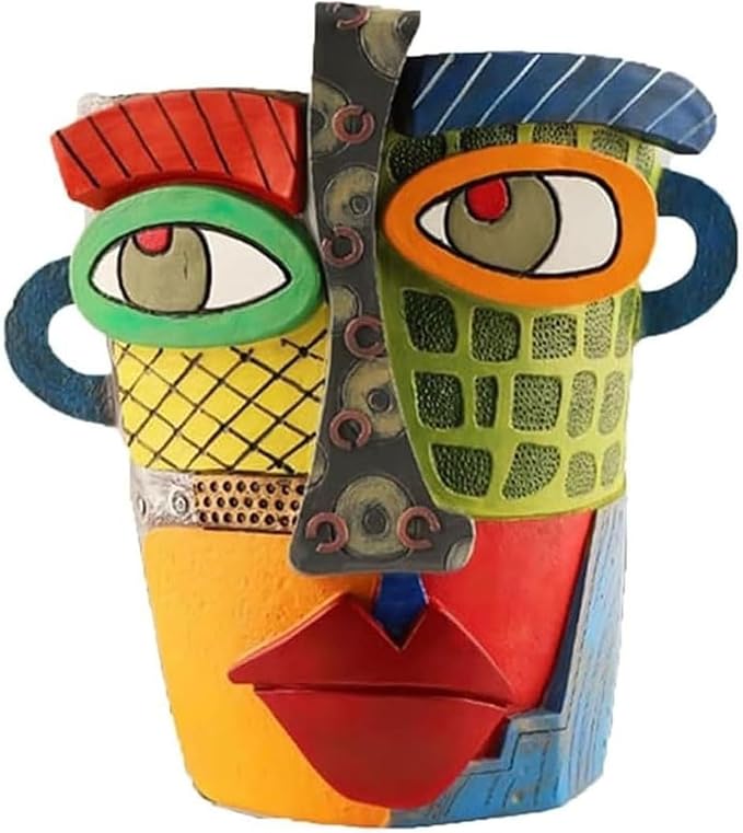 Picasso Brutalist Abstract Beauty Face Flower Pot Acolorful Art Resin Handmade Face Planters Pots Head for Home Art Decor Balcony Ornaments (Modern), RCZED152