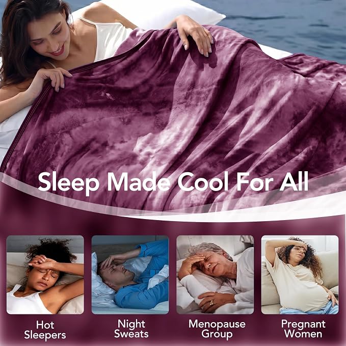 Cooling Blanket Queen Size 80"x88" for Hot Sleepers | Cold Summer Soft Blanket for Bed Couch and Travel Absorbs Heat Q-Max>0.35 Cool Lightweight Throw for Night Sweats Menopause