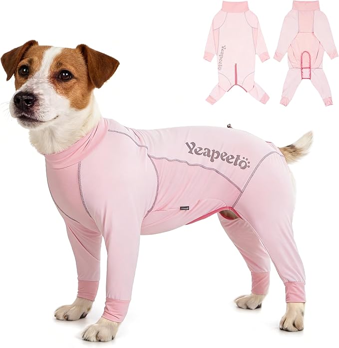 Dog Sun Protection Cooling Suit UPF 50+, Quick-Dry Breathable Jumpsuit for Large & Medium Dogs, Outdoor Dirt-Resistant Shedding Control Pet Apparel (Blush Pink, 2X-Large)