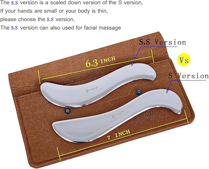 BYYDDIY Non-Magnetic 304 Stainless Steel Gua Sha Muscle Scraper Tool for Scar Tissue,Muscle Scraping Tool for Massage Scraper,IASTM Tools for Physical Therapy, Soft Tissue Massage