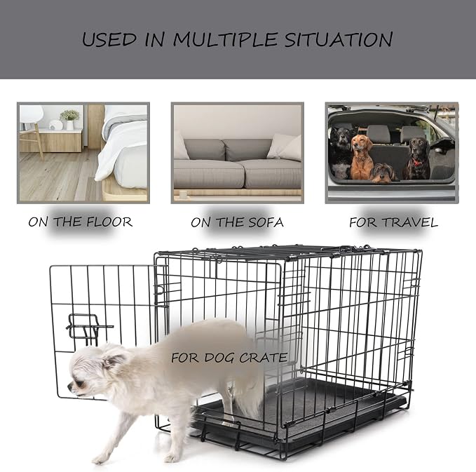 Exsnugy Washable Dog Bed Mat Medium Size Fluffy Pet Crate Pad 30x19 | Non-Slip Bottom Kennel Beds Ultra Soft Comfy Sleeping Mattress for Large Medium Small Dogs Gray