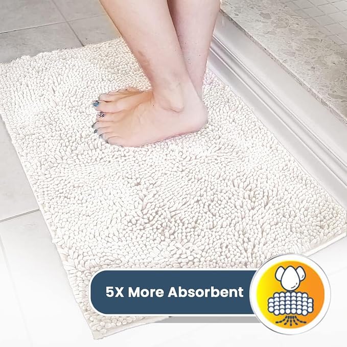 Muddy Mat® | Super Water Absorbent Door Mat Indoor, Microfiber Quick Dry Chenille Entryway Rug, Slip Resistant Front Door Mat, Indoor Mats for Entryway, Machine Washable Pet Rug,-White Runner 59"X24"
