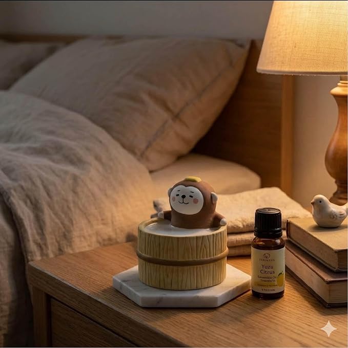 Passive Stone Diffuser, Cute Animal Series Aromatherapy Oil Diffuser for Tabletop Decor (1, Leisurely Monkey)