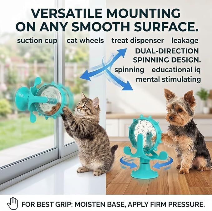 Ipetboom Cat Feeding Toy Rotating Windmill Treat Dispenser Pet Slow Food Toy with Leakage Hole Interactive for Cats and Puppies Vertical Spinning Food Wheel 5.11X1.57X6.69in