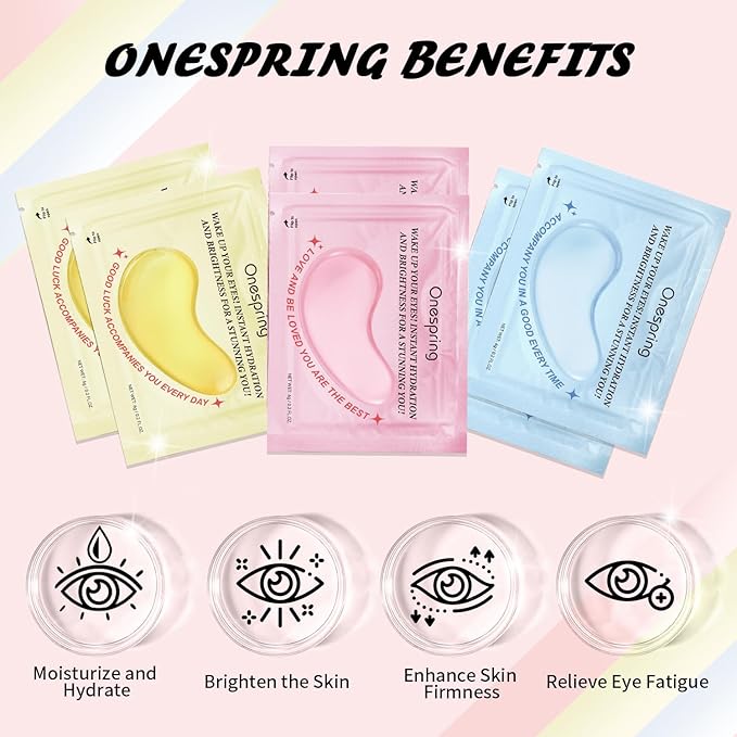 Eye Masks (8 Pairs) - 24K Gold, Caffeine and Retinol Under Eye Patches, Gel Pads for Wrinkles, Puffiness & Dark Circles, Bachelorette Party Favors, Self Care, Birthday Gifts for Women