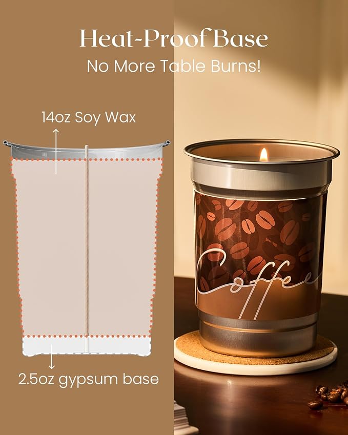 M&SENSE Mocha Coffee Scented Candles 16.2oz | 100 Hours Slow Burn, Soy Organic Non Toxic, Fall Seasonal, Home Decor, Aromatherapy Gifts