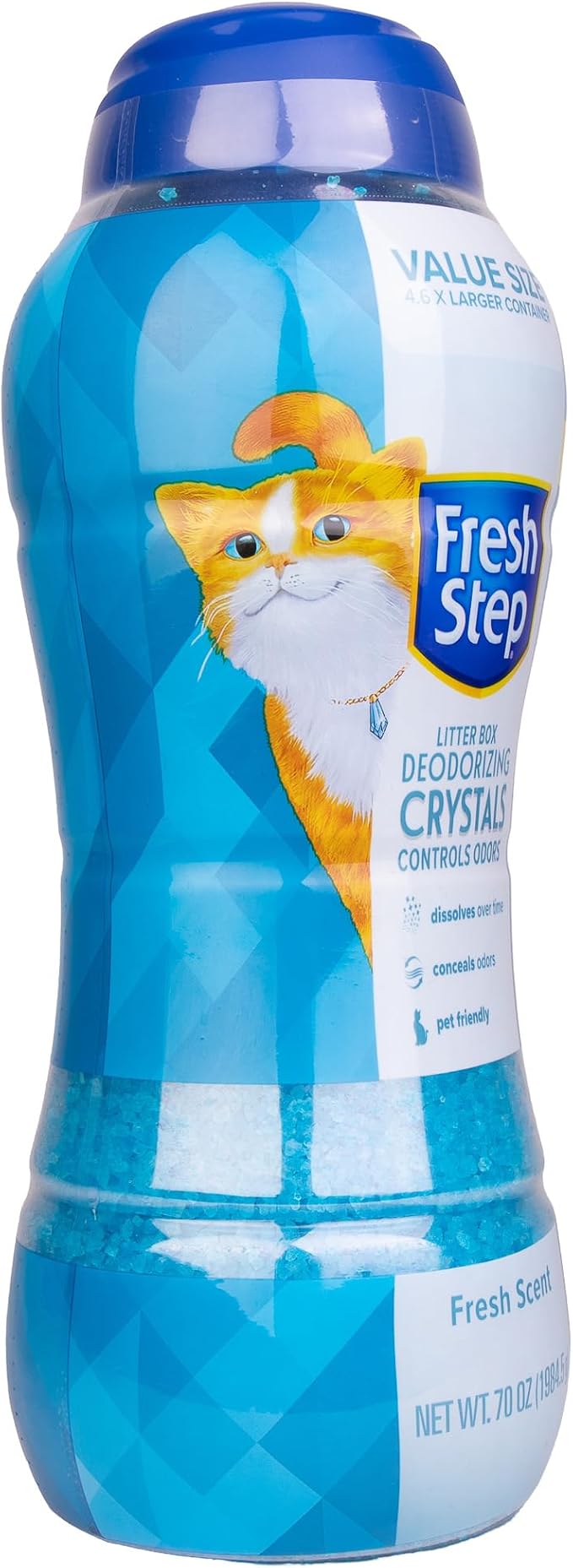 Fresh Step Cat Litter Crystals Deodorizer, Non Toxic Odor Neutralizing Crystals for Litter Boxes that Help Control Smells and Keep Home Areas Fresh, Fresh Scent, 70 Ounce | Non-toxic crystals neutralize odor at the source in any litter box, keeps home ...