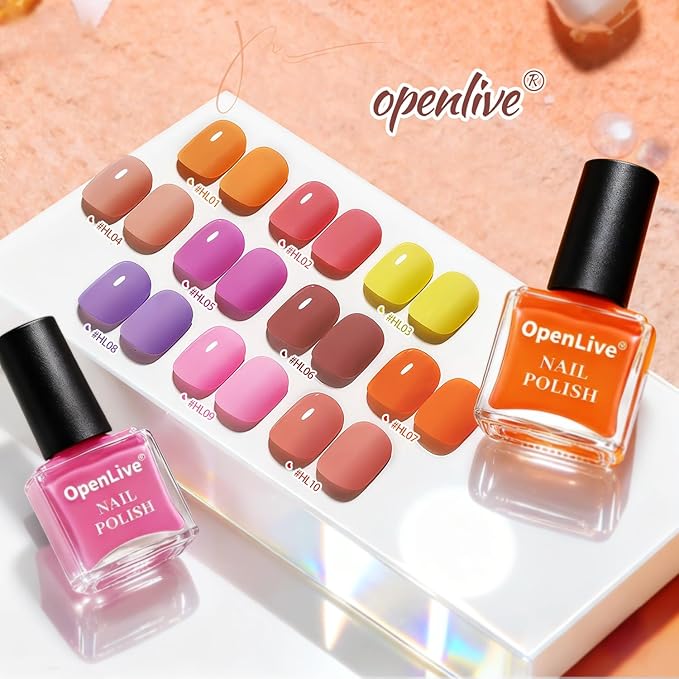 Autumn Maple Leaf Nail Polish Set -12 Colors Orange Purple Yellow Nude Pink Nail Polish Set With Base Coat and Top Coat Quick Dry Long Lasting Color Nail Polish for Holiday Gift Giving 5ML
