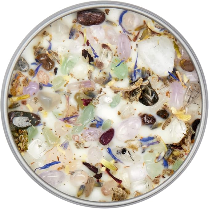 Moon Garden Candle by New Moon Beginnings - Soy Candle - All Natural Aromatherapy Crystal Candles - Intention Candle - Manifestation Candle - 8 oz Tin