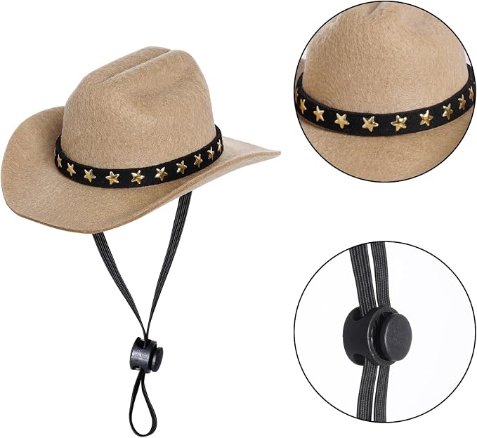 choyaxo Halloween Costumes for Dogs Cat Pet Cowboy Costume Cowboy Hat with Bandana Set for Halloween, Christmas, Holiday, Party, Cosplay (Khaki, Medium)