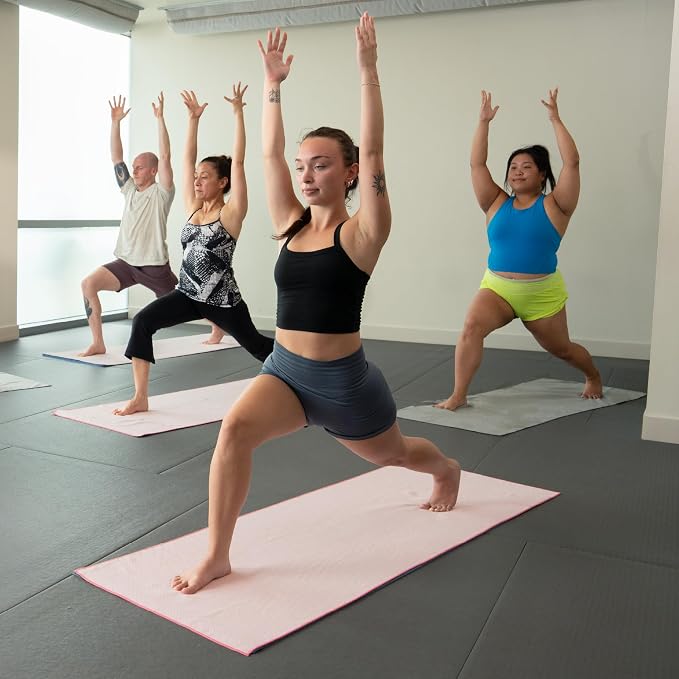 S&T INC. Yoga Mat Towel with Non-Slip Grip, Enhanced Silicone Grip, Soft and Absorbent for Gym, Pilates, and Hot Yoga Mat, 1 Pack, 24 inches x 72 inches, 340GSM, Grey
