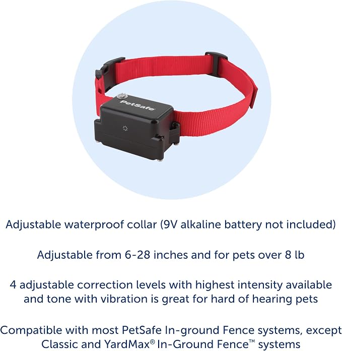 PetSafe Stubborn Dog In-Ground Fence Collar | Collar Only, Replacement, Extra, Add-A-Dog, Tone, Vibration, & Static, Waterproof, Dogs 8 lb+ Neck 6-28 in