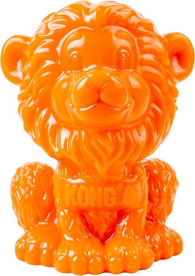 KONG Rewards Zoolooz Treat Dispenser Toy – Interactive Enrichment Puzzle for Dogs – Dispenses Treats & Kibble – Use Ziggies – Assorted Animals (Orange Lion)