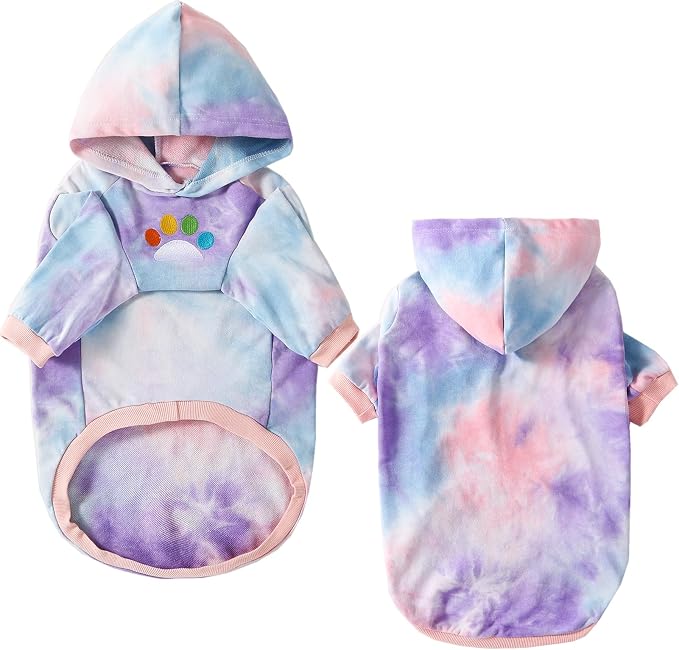 Dog Cotton Tie dye Hoodie Pullover Sweatshirts Soft and Stretch Pets Clothes Hooded for Large Dogs(Tie dye 3XL)