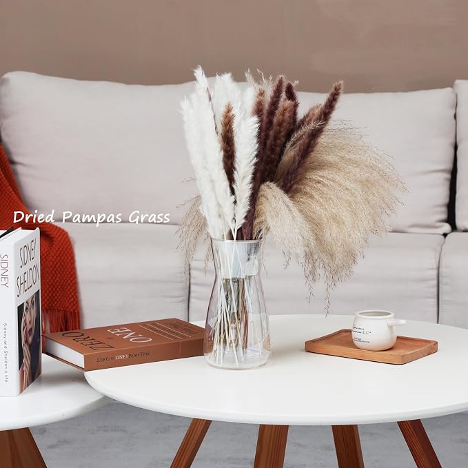 8 Inch Clear Glass Vase for Flowers, Modern Boho Table Decor | Farmhouse Vases For Rustic Vintage Living Room Kitchen Bedroom Halloween Christmas Decor House Book Shelf Office Decor