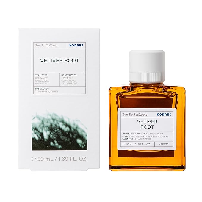 KORRES Eau De Toilette, Vetiver Root Fragrance Spray, Unisex Perfume With Aromatic Vetiver, Green Tea Accents And Cedarwood, Earthy And Warm Woody Scent For Women And Men, 1.69 Fl Oz