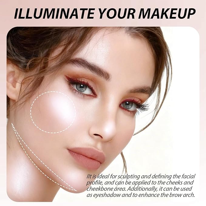 Highlighters Makeup Palettes,Face Glitter Glow Makeup Natural Glow Finish,Face Body Highlighters & Luminizers, Pearl Shimmer Highlighter Makeup Smooth Baked Powder,01-Pearl White