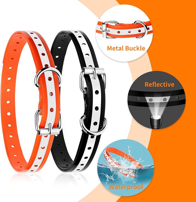 Shock Collar Replacement Strap for Most of Training Collar, 3/4 Inch Dog Collar Replacement for Wireless Fence and Bark, Adjustable Waterproof TPU Collar Strap - 2 Pack for Training, Walking