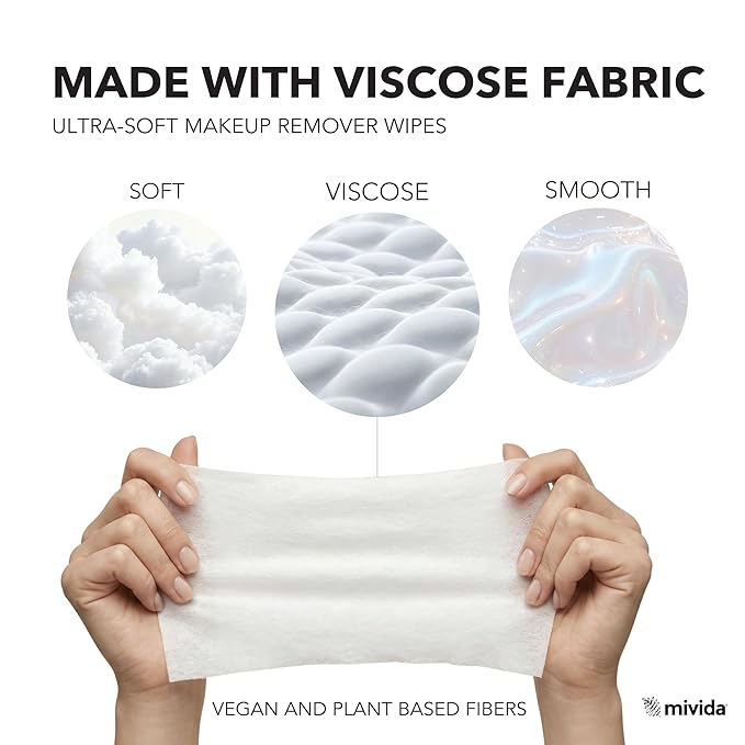 mivida Hypoallergenic Makeup Remover Wipes, Variety Box of 400 Wipes (8x50) 4 Packs with Vitamin E + 4 Packs with Hyaluronic Acid, Fragrance Free, Plant-Based make up wipes for Sensitive Skin