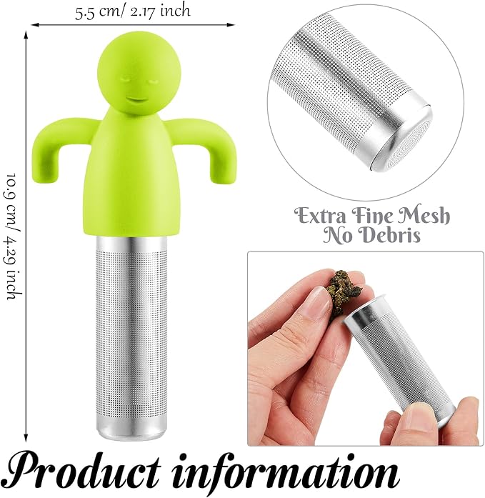 2 Pieces Tea Infuser for Loose Tea Cute Fine Mesh Tea Strainer Stainless Steel Tea Filter Ball Tea Diffuser Steeper for Teacups Teapots (Green, Rose Red) (JI-Hicarer-8)