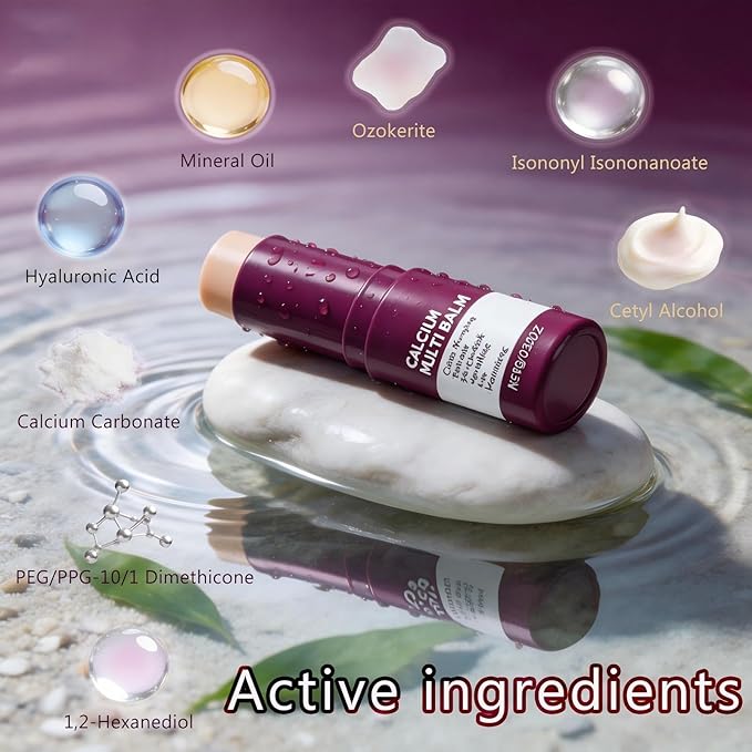 Calcium Multi Balm Stick 2PCS, Collagen Moisturizing Stick, Collagen Moisturing, Anti-aging, Wrinkle Core Stick, Sagging, Hydrating, Firming Skin, Suitable for Eyes, Neck, Face