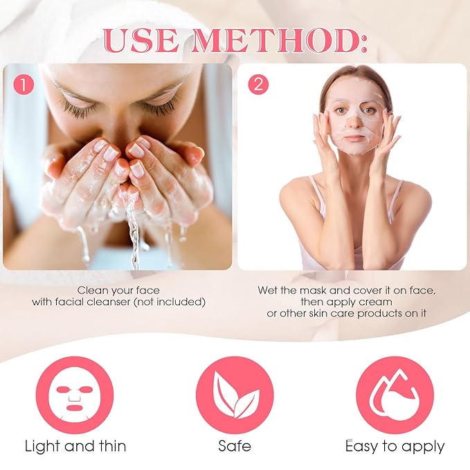 100 Pieces Diy White Facial Mask Pre-cut Spa Skin Care Skin Fiber Mask Sheets for Home Beauty Salon