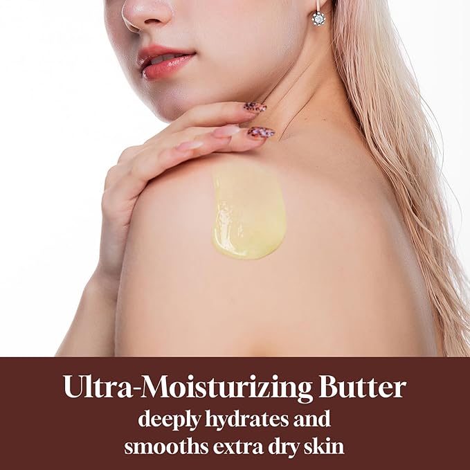 AOAO Cocoa Body Butter for Rough Flaky Skin, Shea Butter & Vitamin E Daily Moisturizer Absorbs Rapidly, Deep Hydrating Treatment, Provides Long-Lasting Nourishment for Silky Smooth Skin, 100g/3.5oz