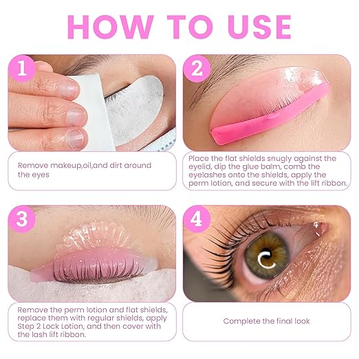 Libeauty 3 Pcs Value Pack, Lash Lift Glue Balm & Korean Flat Shields Kit with Lash Lift Ribbon, Salon and DIY Use, 1mm Ultra Thin Soften Pads, Strong Adhesive Balm, Adhesion-Secured Ribbon