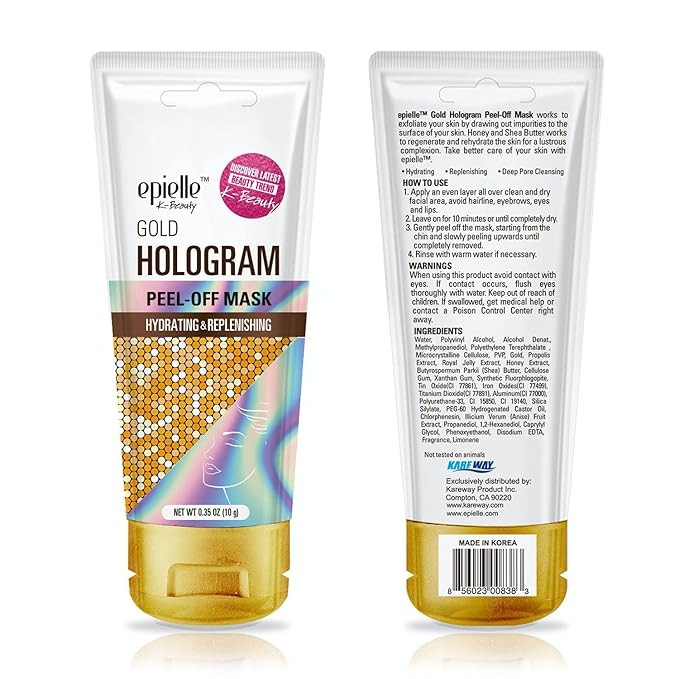 Epielle Hologram Glitter Peel-Off Face Masks - Toning & Calming | 8 Variety Pack Single-Use Testers | Gift Set, Spa Gift | Korean Skincare